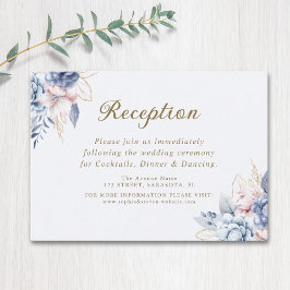Luxurious Blue, White & Gold Wedding Tilläggskort