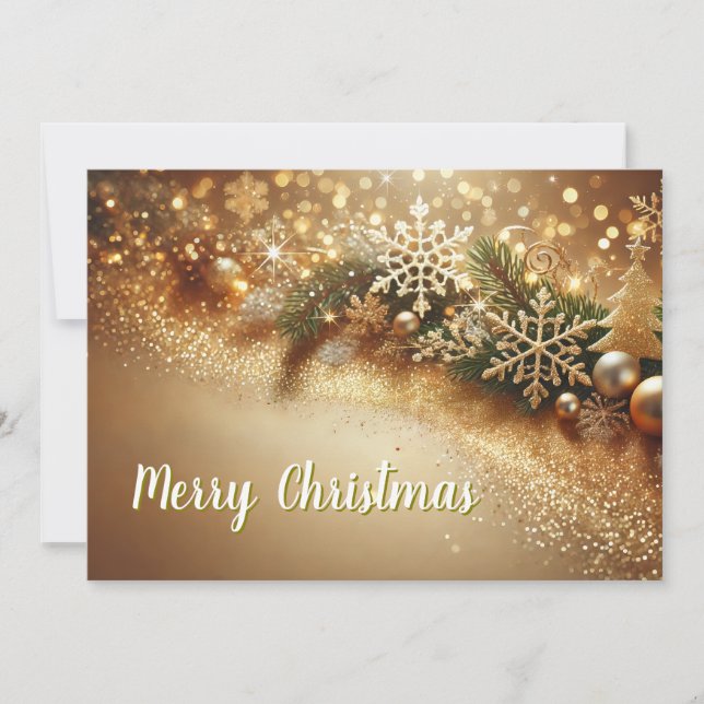 Luxurious Christmas Background with Golden Bokeh Julkort (Framsida)