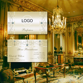 Luxurious Cream Guld Squiggled Jewels med Logotyp Visitkort