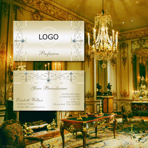 Luxurious Cream Guld Squiggled Jewels med Logotyp Visitkort