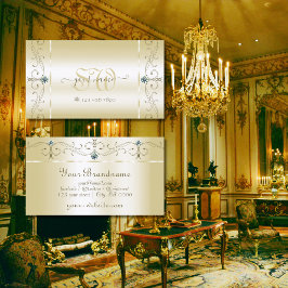 Luxurious Cream Guld Squiggled Jewels och Monogram Visitkort