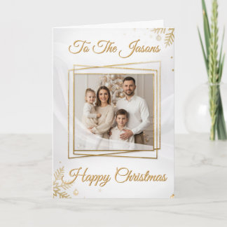 Luxurious Elegant Gold Frame Photo Christmas Card Kort