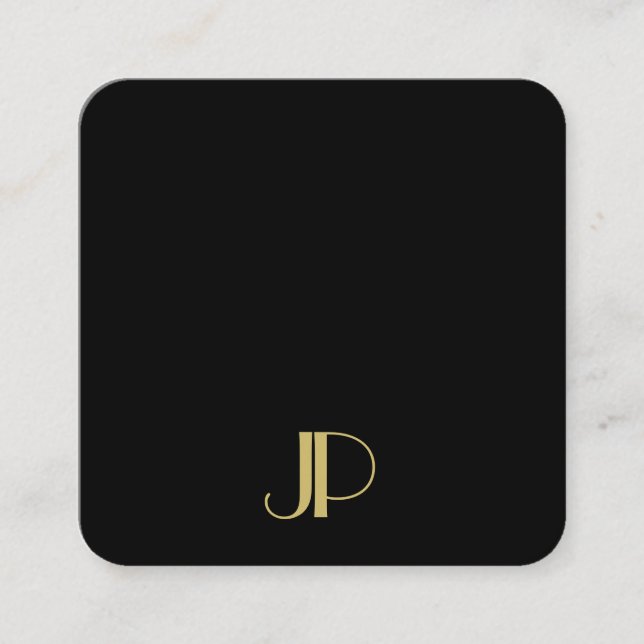 Luxurious Elegant Template Monogram Black And Gold Fyrkantigt Visitkort (Framsida)