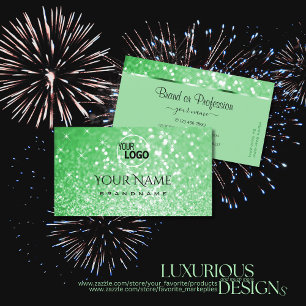 Luxurious Emerald Grönt Glitter Gnistra Stars Log Visitkort