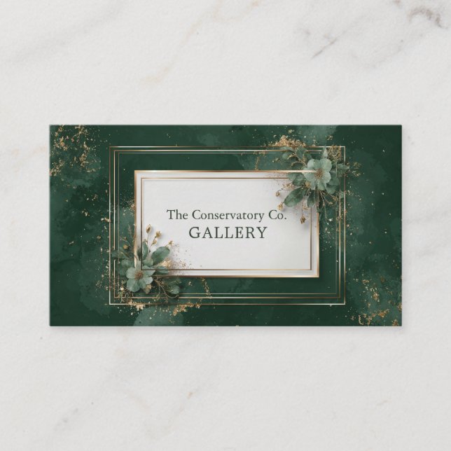 Luxurious Emerald Grönt & Gold Foil Botanical Visitkort (Framsida)