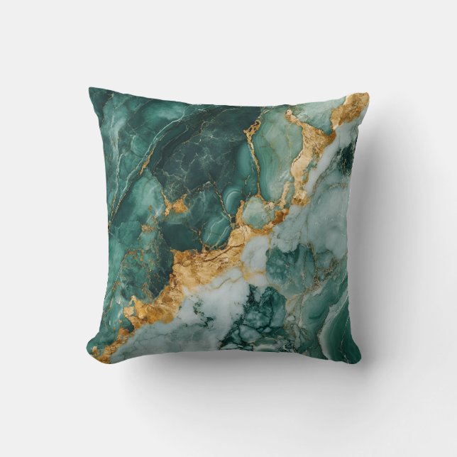 Luxurious Emerald Grönt Marble Pillow Cover Kudde (Framsida)