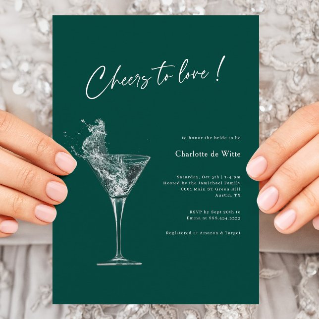 Luxurious Emerald! Ost till Kärlek Möhippa Inbjudningar (Elegant Emerald Green Cheers To Love Bridal Shower Invitation)