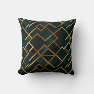Luxurious Geometric Guld och Emerald Kudde