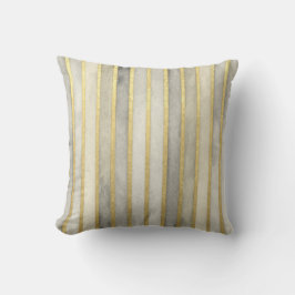 Luxurious, Gold Beigi Grey Stripes,Elegant, Modern Kudde