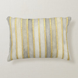 Luxurious, Gold Beigi Grey Stripes,Elegant, Modern Prydnadskudde