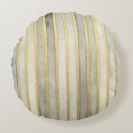 Luxurious, Gold Beigi Grey Stripes,Elegant, Modern Rund Kudde