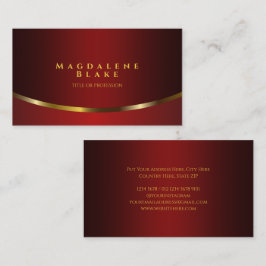Luxurious Gold Curve Minimalist Red Burgundy Visitkort