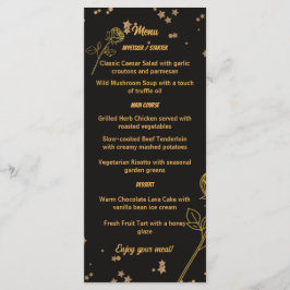 Luxurious Gold Foil Floral Wedding Menu Card Meny