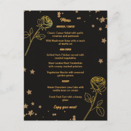 Luxurious Gold Foil Floral Wedding Menu Card Vykort