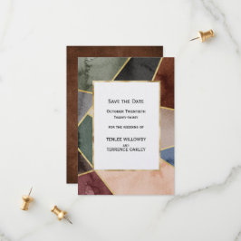 Luxurious Gold Geometric Blue Green Brown Wedding Spara Datumet