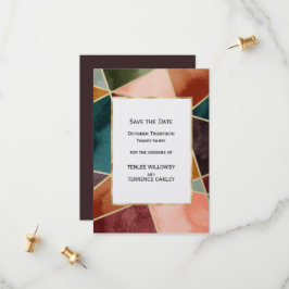 Luxurious Gold Geometric Purple Teal Rust Wedding Spara Datumet