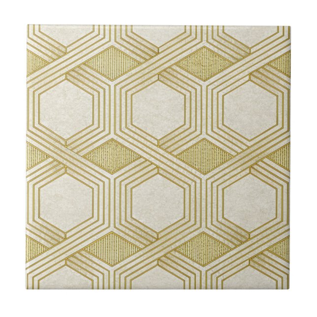Luxurious Gold Hexagon Pattern - Marble Texture Kakelplatta (Framsidan)