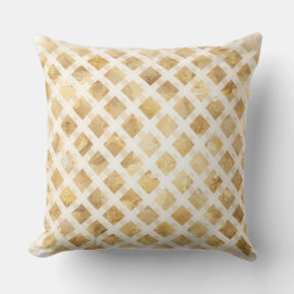 Luxurious, Gold White Lattice Pattern, Crisscross Kudde