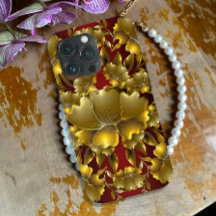 Luxurious Guld Carving Blommigt Fodral-Mate iPhone
