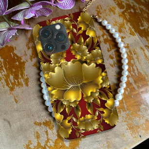 Luxurious Guld Carving Blommigt Fodral-Mate iPhone
