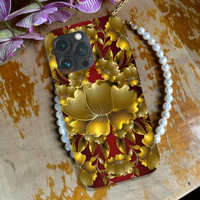 Luxurious Guld Carving Blommigt Fodral-Mate iPhone (Skapare uppladdad)