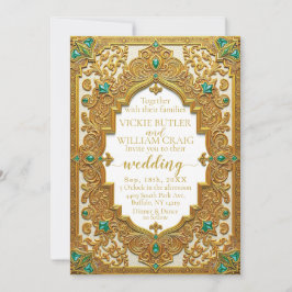 Luxurious Guld & Emerald Wedding bjudande Inbjudningar