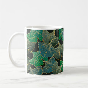 Luxurious guld Ginkgo, vintage art. Kaffemugg