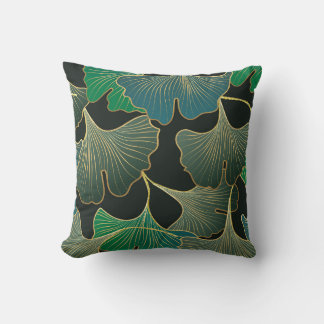 Luxurious guld Ginkgo, vintage art. Kudde