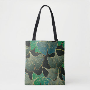 Luxurious guld Ginkgo, vintage art. Tygkasse
