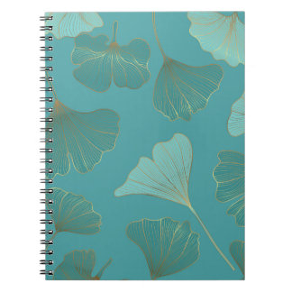 Luxurious guld Ginkgo, vintage tapet. Anteckningsbok