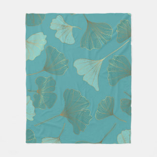 Luxurious guld Ginkgo, vintage tapet. Fleecefilt
