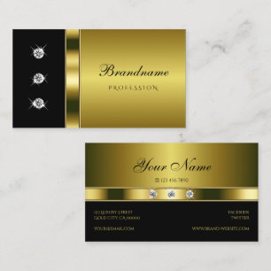 Luxurious Guld och Black med Shimmery Rhinestones Visitkort