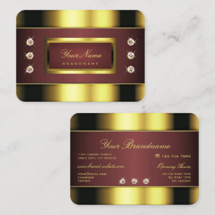 Luxurious Guld och Burgundy med Faux Rhinestones Visitkort