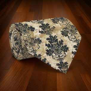 Luxurious Ivory Damask Elegant Black Beige Slips