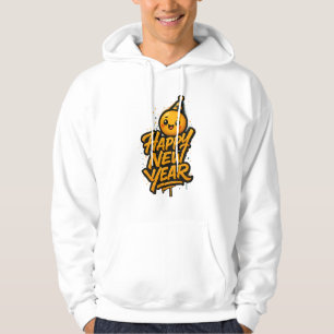 Luxurious Kawaii New Year Graffiti - Diagonal Cele Hoodie