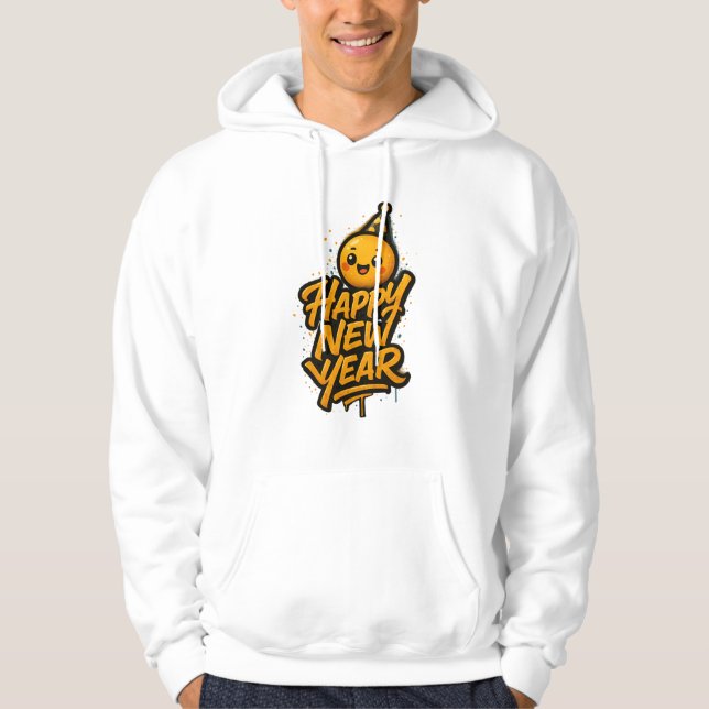 Luxurious Kawaii New Year Graffiti - Diagonal Cele Hoodie (Framsida)