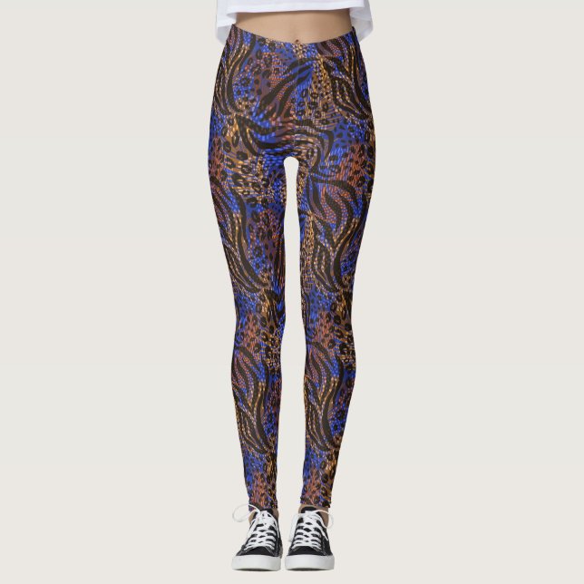 Luxurious Leopard och Zebra tryck Mönster Leggings (Framsida)