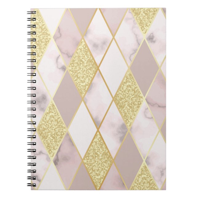 Luxurious Marble Golden Geometric Anteckningsbok (Framsidan)