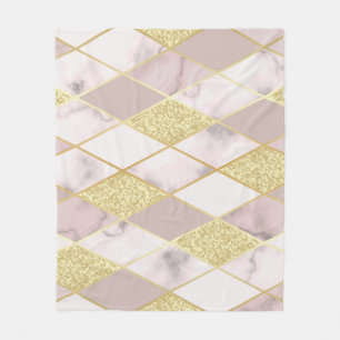 Luxurious Marble Golden Geometric Fleecefilt