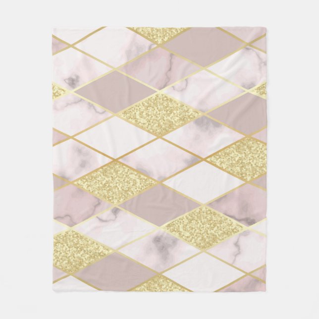Luxurious Marble Golden Geometric Fleecefilt (Framsidan)