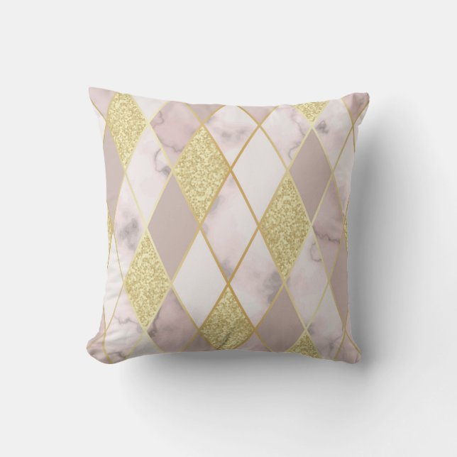 Luxurious Marble Golden Geometric Kudde (Framsida)