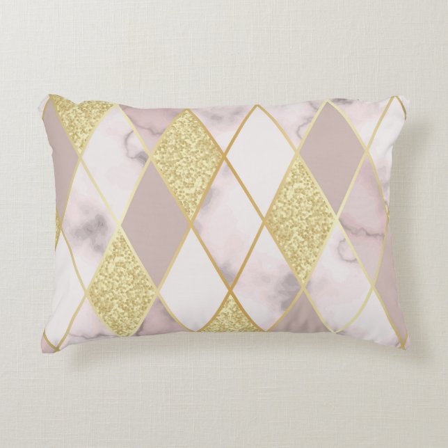 Luxurious Marble Golden Geometric Prydnadskudde (Framsidan)