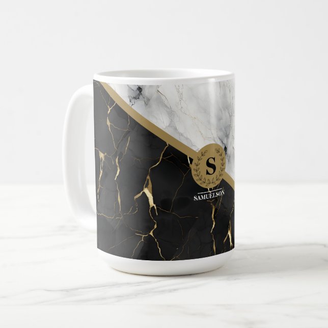 Luxurious Marbleized Personalized  Kaffemugg (Framsida vänster)