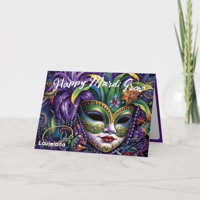 💚 💜 💛 Luxurious Mardi Gras Kort (Framsida)
