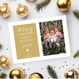 Luxurious Minimalist Christmas Gold Modern Photo Julkort