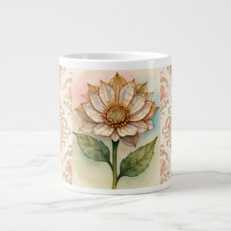 Luxurious Mosaic Flower och Rosa Mönster Jumbo Mugg