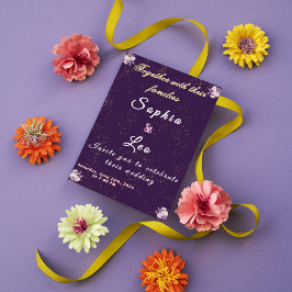 Luxurious Plum Purple Gold Foil Wedding Invitation Inbjudningar