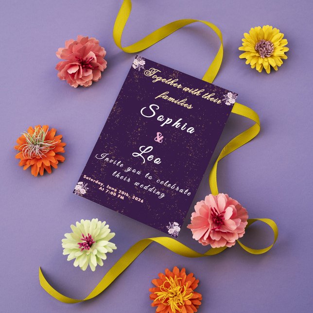 Luxurious Plum Purple Gold Foil Wedding Invitation Inbjudningar (Skapare uppladdad)