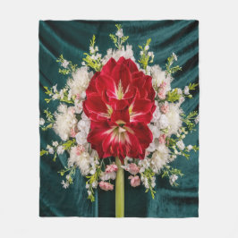 Luxurious Red Amaryllis Blommigt Fleecefilt