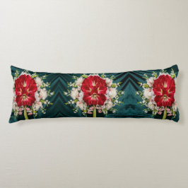 Luxurious Red Amaryllis Blommigt Kroppskudde